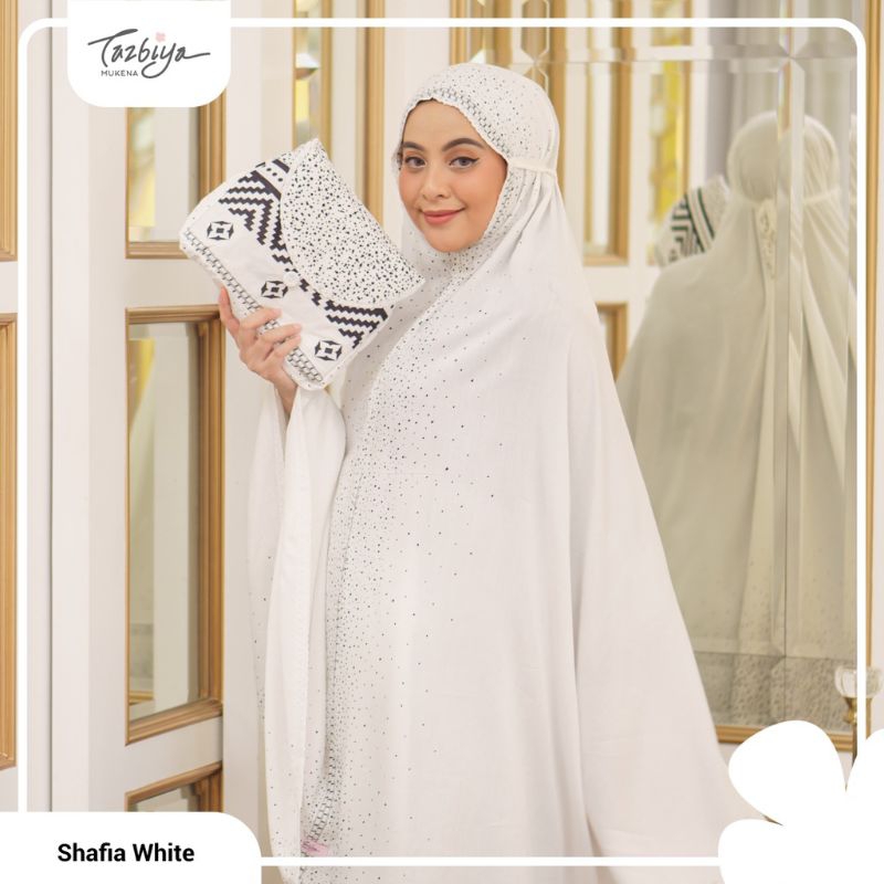 Mukena Tazbiya Sajadah Border Shafia White 2IN1 Series Allsize