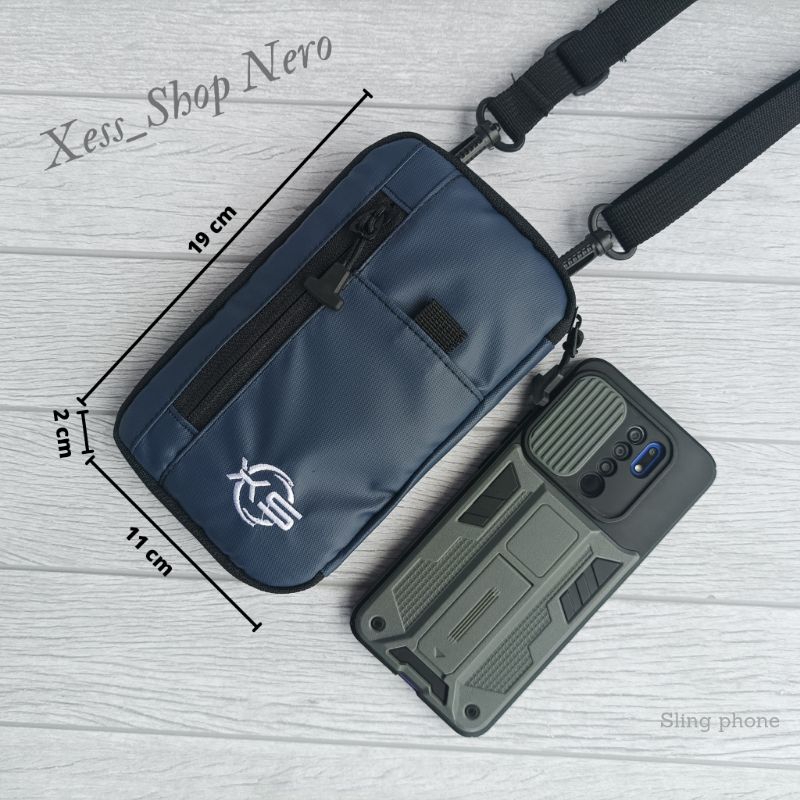 Sling Phone Tas Selempang Hp Hanging Wallet Pria Wanita Premium Anti Air Nero