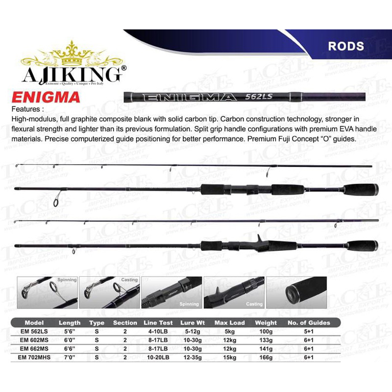 Rod Ajiking Enigma spinning/Joran casting/Shore cast/