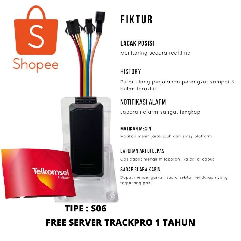 GPS TRACKER S06 TRACKPRO KOMPLIT FREE SERVER 1 TAHUN