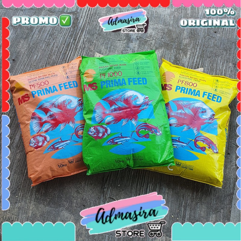 PF500 PF800 PF1000 10kg 1sak PF0 PF100 PF200 PF128 Pelet Pakan Prima Feed cupang benih molly lele ko
