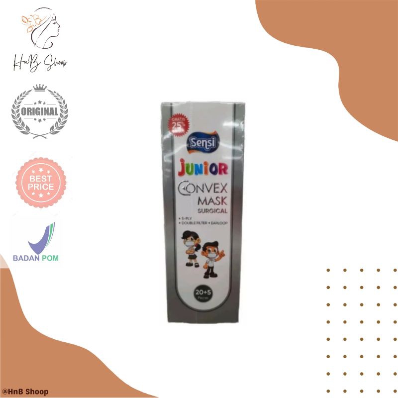 Sensi Convex Junior 5 Ply (20 + 5 pcs) / Masker Sensi Junior / KF94 Anak / Masker Anak