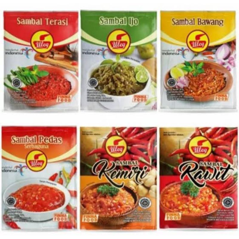 Sambal Uleg Finna Terasi Teri Ijo Udang Teri Bawang Pedas Rawit Geprek Rendang 10sachet