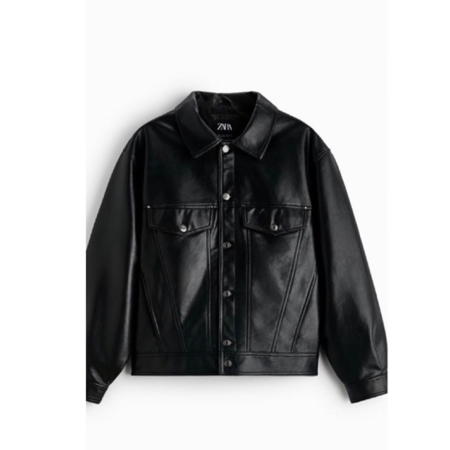 Jaket Kulit hitam zara
