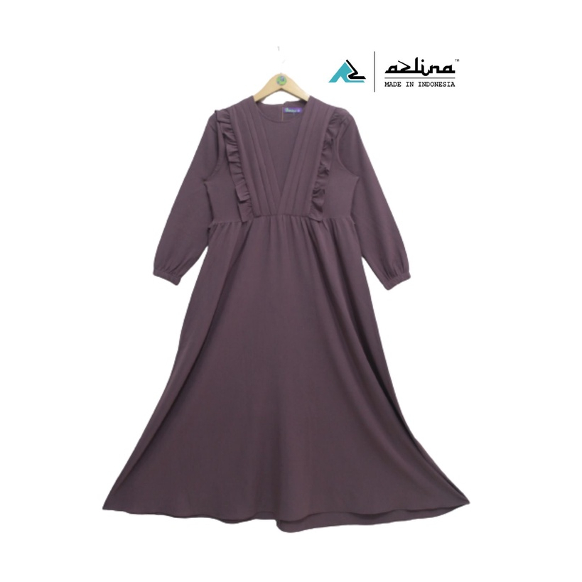 Azlina Baju Gamis Bahan Wollycrepe Trend Outfit Muslim Wanita Long Dress Terbaru