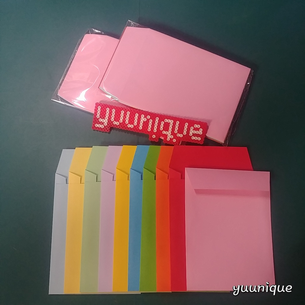 

(pilih warna) 10pcs Amplop polos warna 7,5cm x 10cm pink biru kuning hijau putih coklat kraft