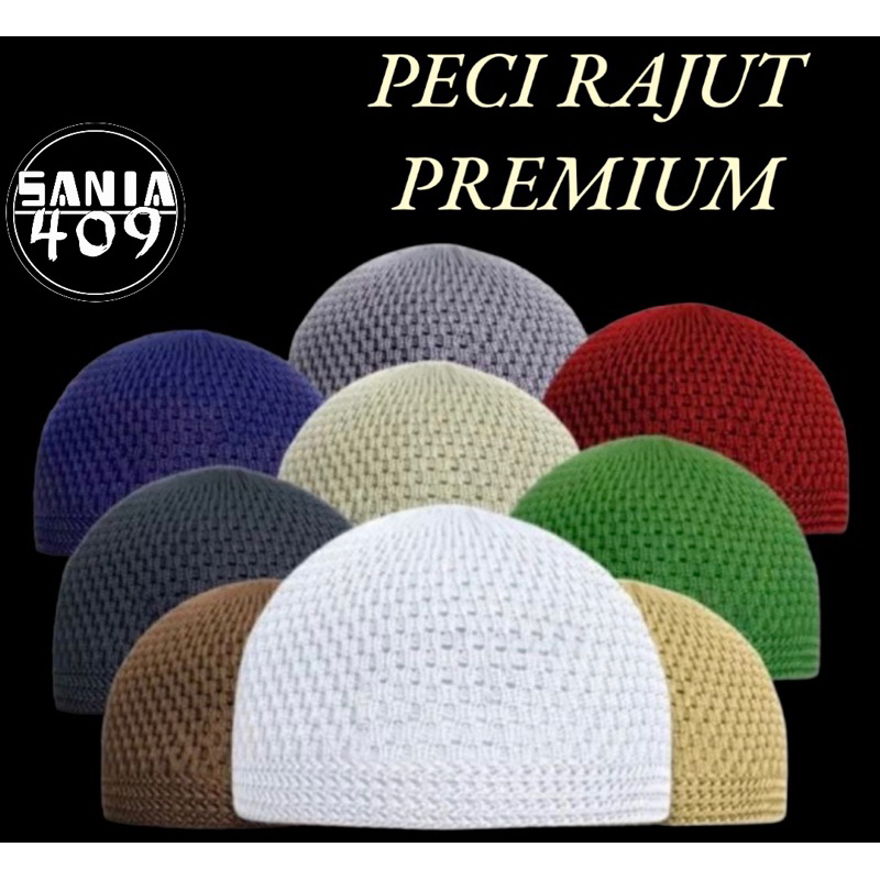 Peci Rajut Dewasa / Peci Haji / Peci Putih / Kopiah Rajut / Peci Rajut Polos Tebal Elastis / PECI RA