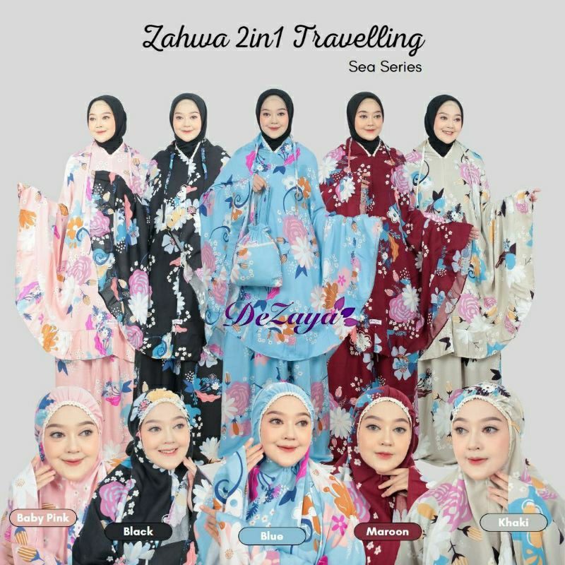 Mukena Bali 2in1 Traveling Sea Series Original By De Zaya