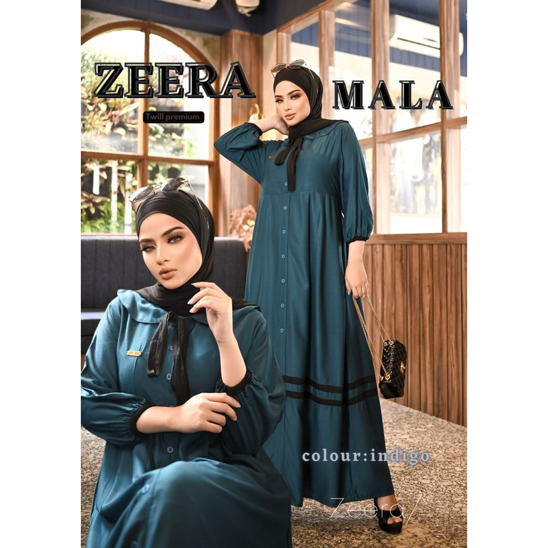 Daster Arab Zeera MALA Midi Dress Busui Twill Premium Ori