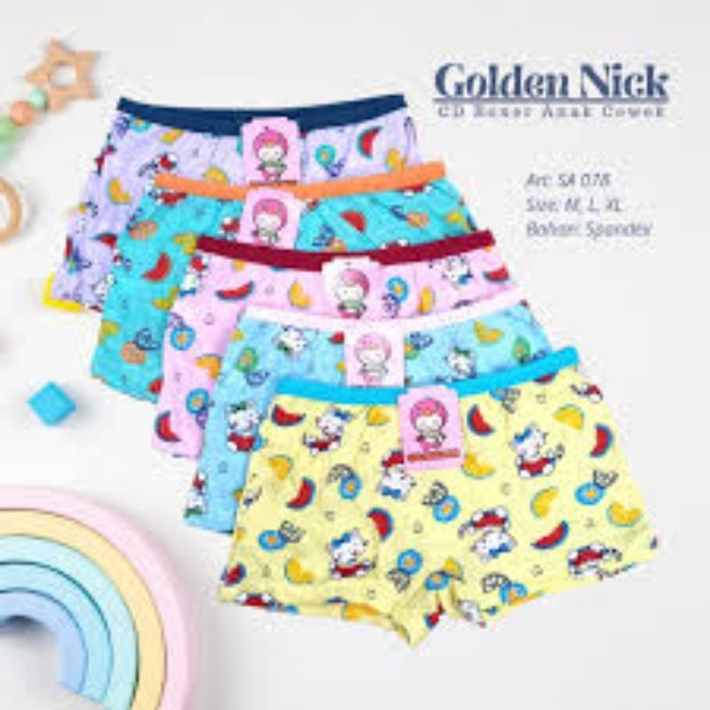 J759 CELANA BOXER ANAK WANITA GOLDEN NICK SIZE M - XL USIA 3 - 9 TH