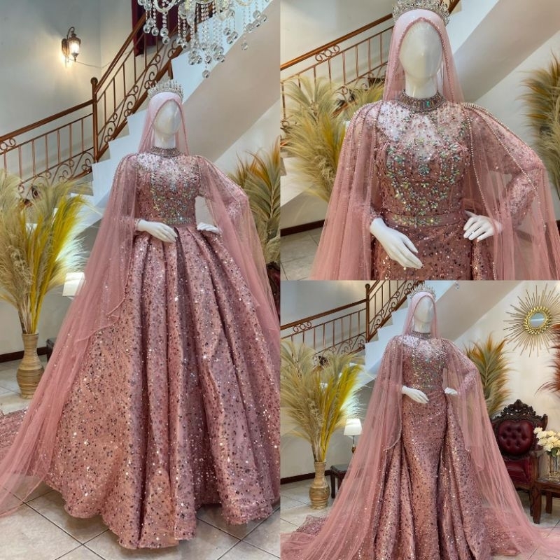 TERBARU GAUN PENGANTIN PREMIUM// GAUN BELIMBING  PAYET/BALL GAUN/GAUN TERBARU/PERLENGKAPAN PESTA/BAJU NIKAH/GAUN MODERN