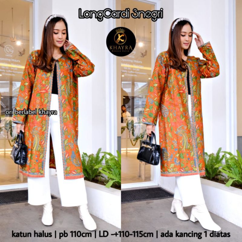 long cardi  batik rumput batik solo outer lengan