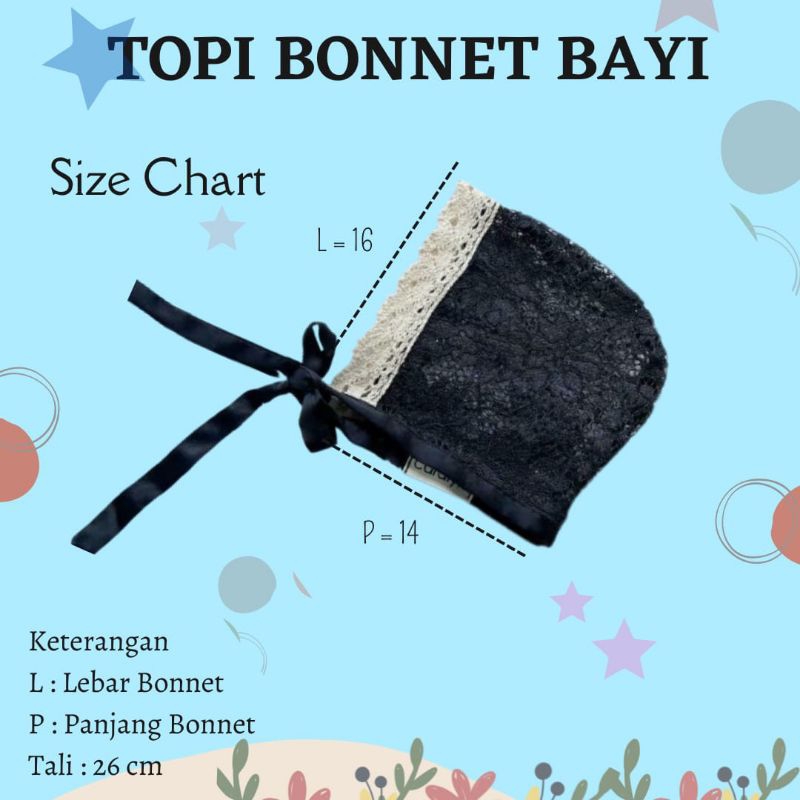 TOPI BONNET BAYI TOPI BRUKAT RENDA BONNET LUCU