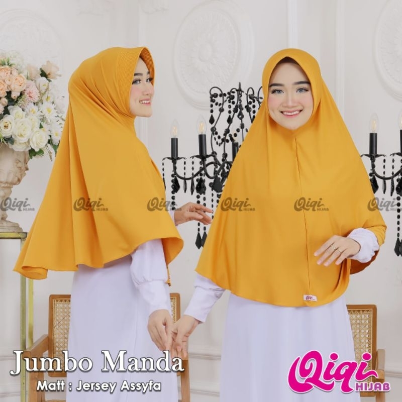 (Qiqi Hijab) JUMBO MANDA •jilbab instan•hijab instan jersey premium