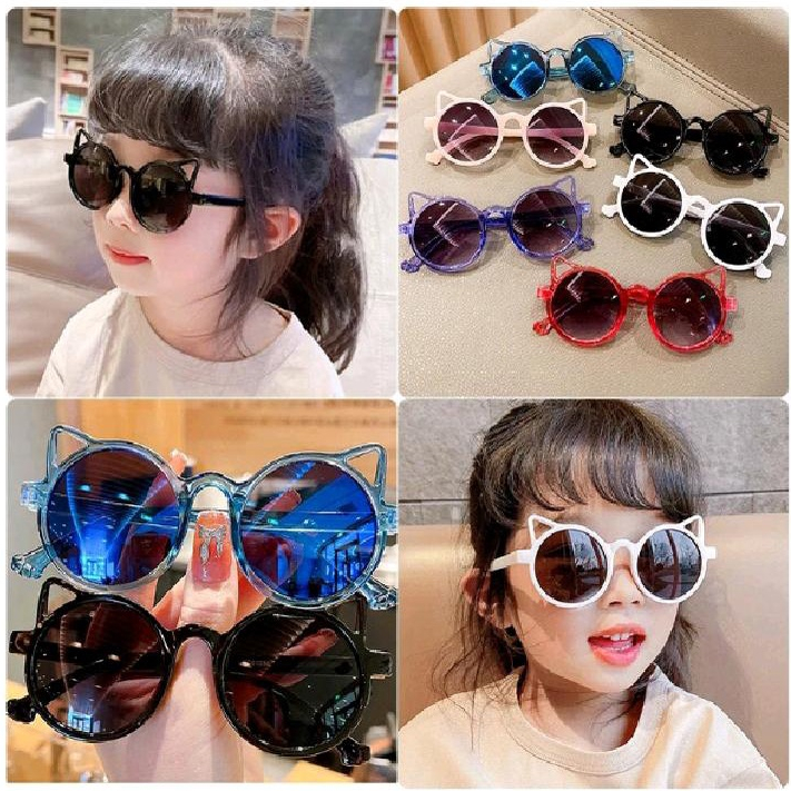 Kacamata Anak Telinga Kucing Kacamata Hitam Kacamata Fashion Pelindung Terik Matahari Sunglasses Kekinian