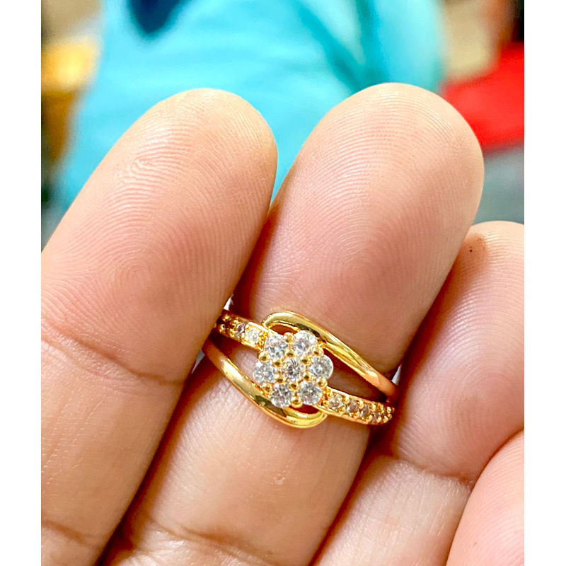 Cincin wanita cincin pemata zircone cincin lapis emas replika emas