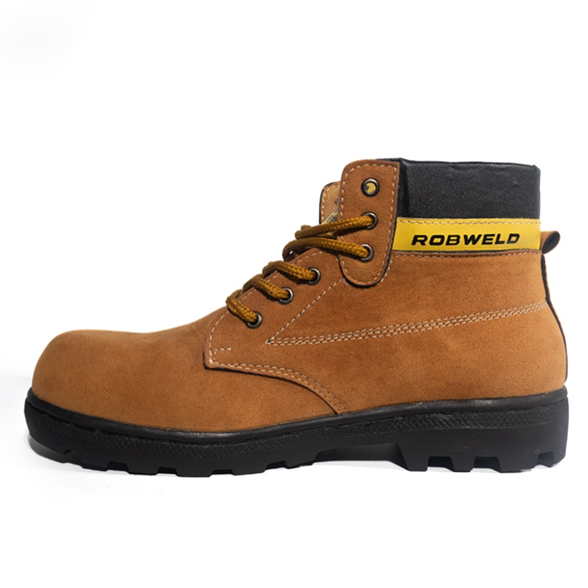 Sepatu Safety Pria Boots Ujung Besi Proyek Kerja Lapangan Robweld Warna Hitam - Tan - Cokelat