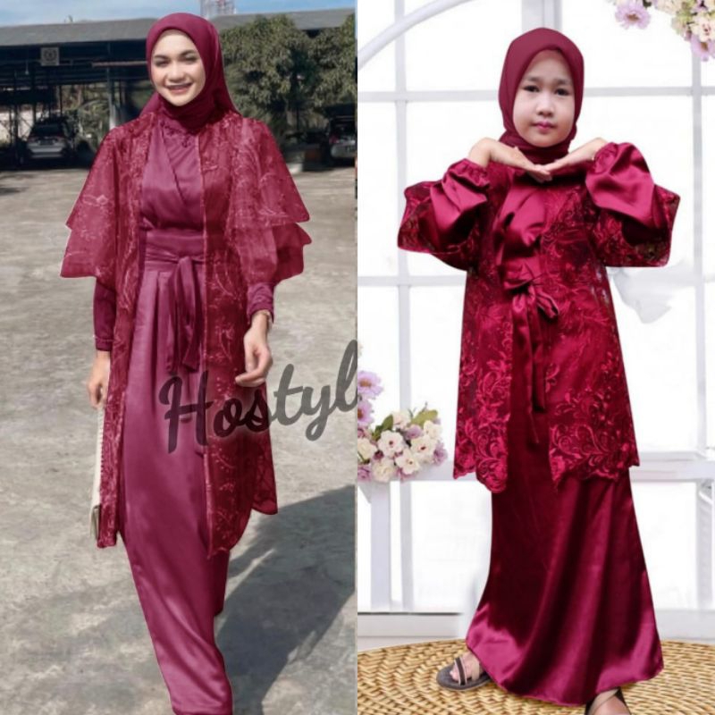 (NEW) LUVINA - Baju Gamis Ibu dan Anak Perempuan Muslim FREE CARDI Ukuran M L XL XXL JUMBO Umur 3 4 