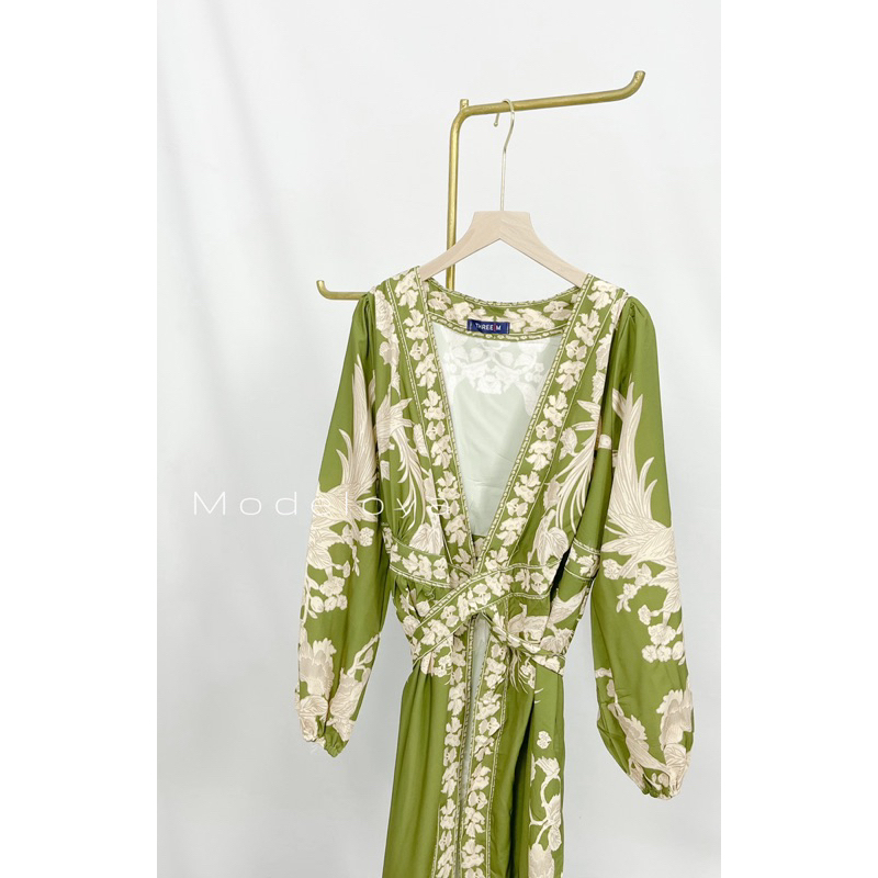 MDLV ~ 94440# Armian Wrap Maxi Dress Semi Kimono Import