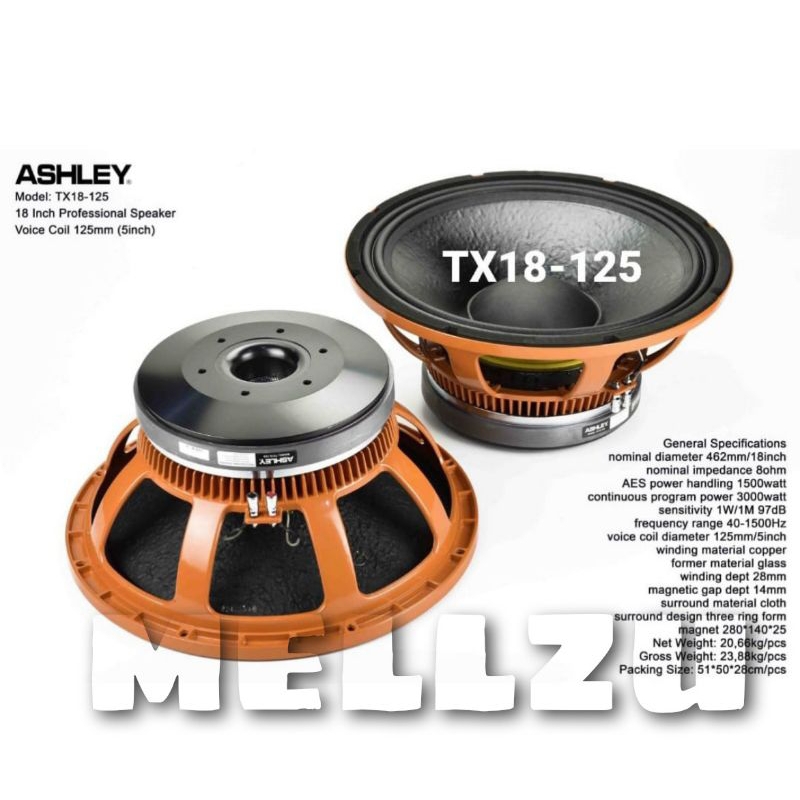 Woofer Ashley TX 18 125 Speaker Component 18 Inch Original