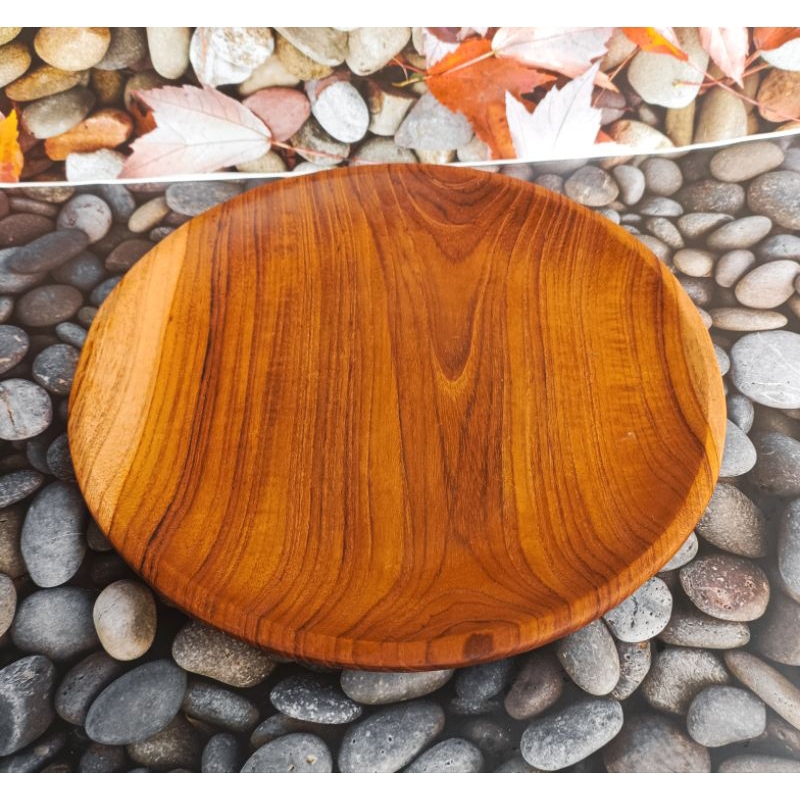 piring ceper/ liuk/bulat 23cm kayu jati