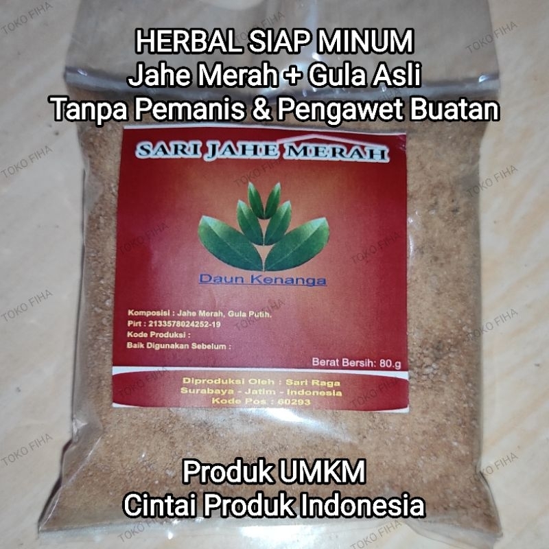 

SARI JAHE MERAH (Jahe Merah + Gula Asli) 80gr