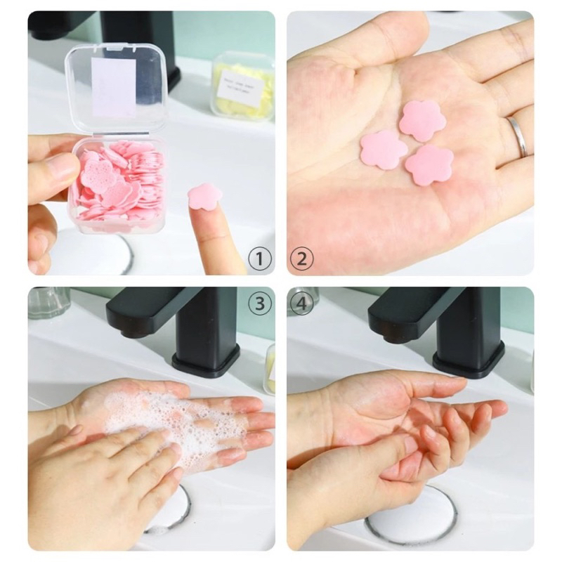 {Instant COD MEDAN TERMURAH} ISI +- 100 pcs Sabun Kertas Mini Motif Bunga / Sabun Cuci Tangan Kertas Paper Soap Traveling / Sabun Travel Portable Sabun Cuci Tangan Praktis