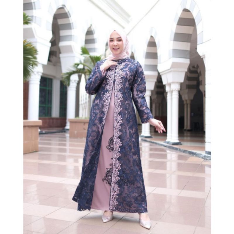 BAJU PESTA // INNER + OUTER // GAMIS LEPAS TILLE CORNELY FULL FURING BAHAN SAKURA //SERAGAMAN KELUARGA//BAJU LEBARAN// KEBAYA MODERN // KEBAYA WISUDA // By Bura