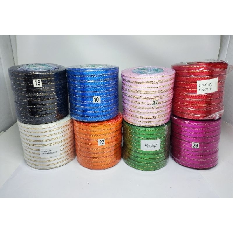 PITA SATIN 1/4INCHI PINGGIR MAS  ( ISI:10ROLL )