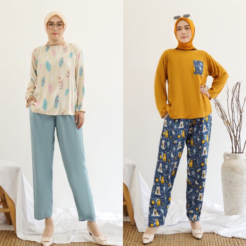 Piyama Wanita Baby Doll Baju Tidur Rayon Lengan Panjang