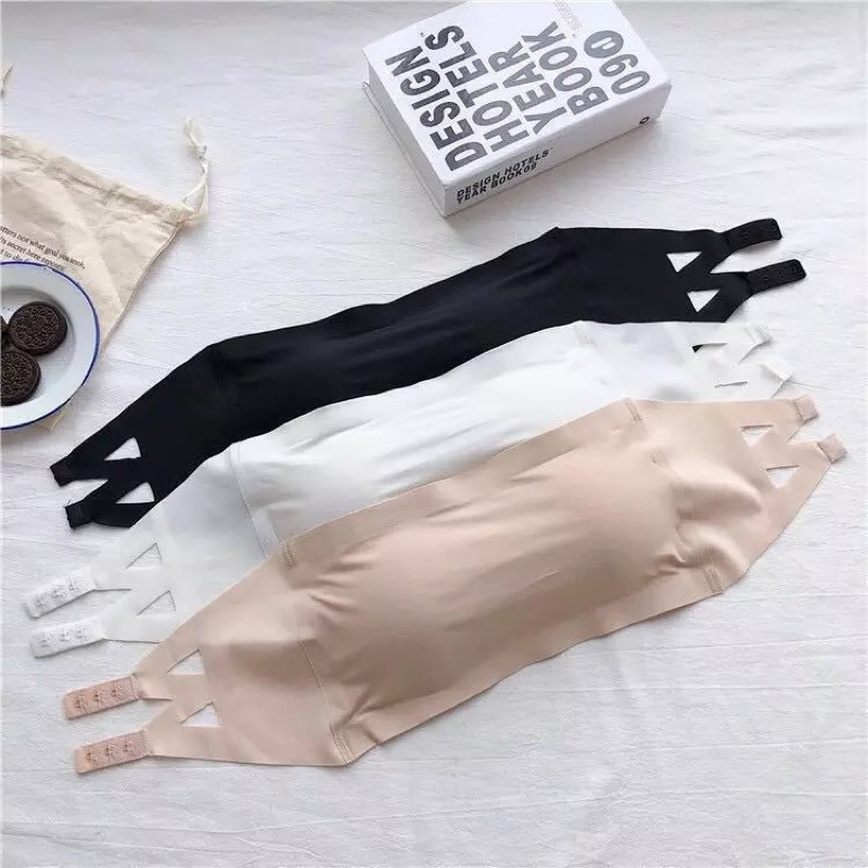 Bra Kemben Seamless Tank Top Wanita Tanpa Kawat Ice Silk Bralette Tube Bra / Crop Top Bra Ice Silk Seamless Halus