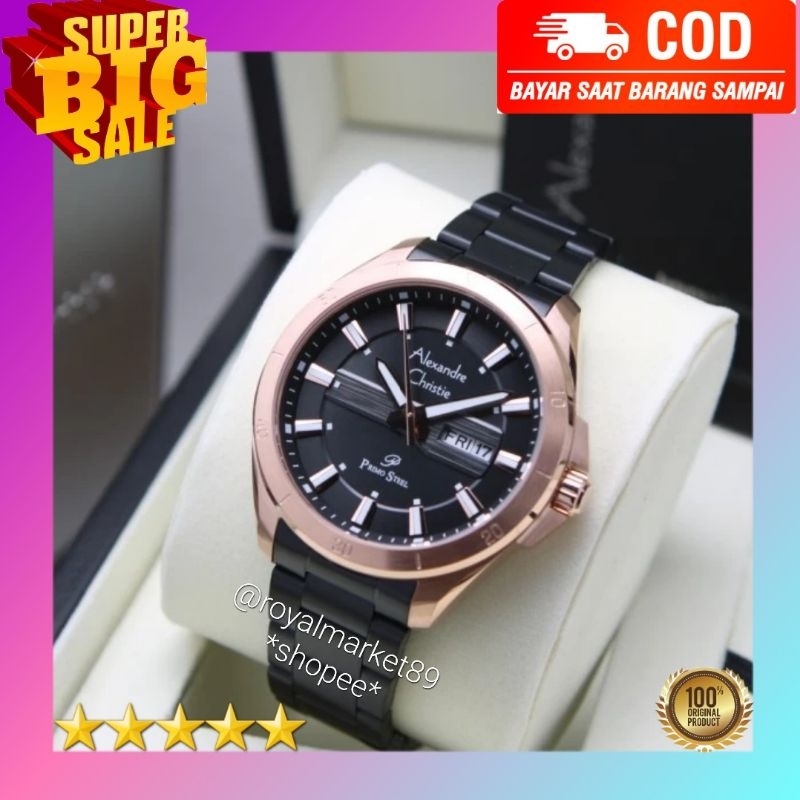 [PILIHAN WARNA LAIN GESER FOTONYA] ORIGINAL JAM TANGAN PRIA ALEXANDRE CHRISTIE ANALOG RWNTAI STAINLE
