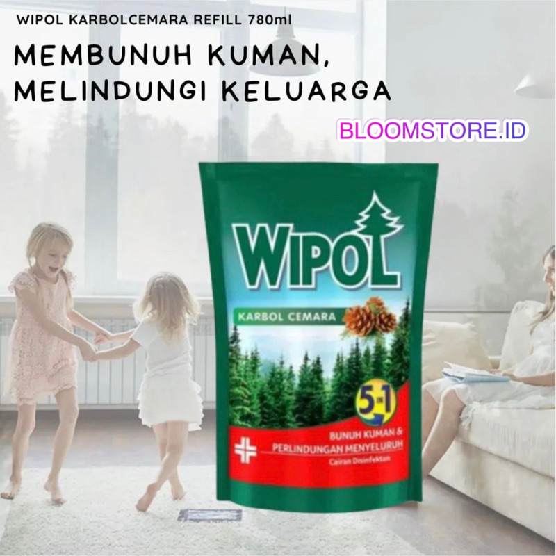 WIPOL Sabun Karbol cairan Pembersih Lantai Cemara Perlindungan Dari Kuman Disinfektan Antiseptik Pouch 750 ml 750ml Refill Reff