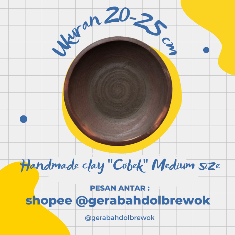 Gerabah Cobek Tanah liat 25 cm