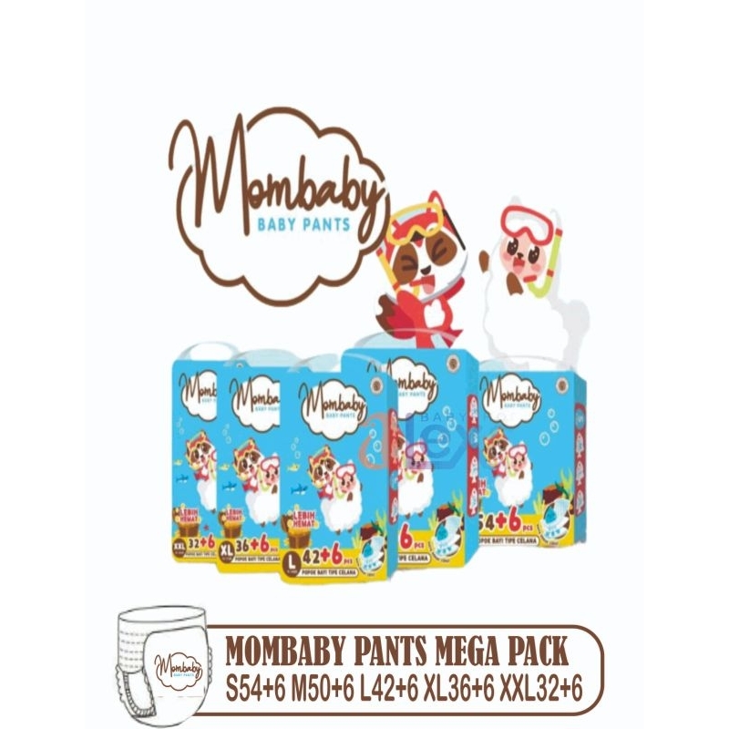 MOMBABY diapers Pants Jumbo / Popok Bayi Celana S54+6  M50+6 L42+6 XL36+6 XXL32+6