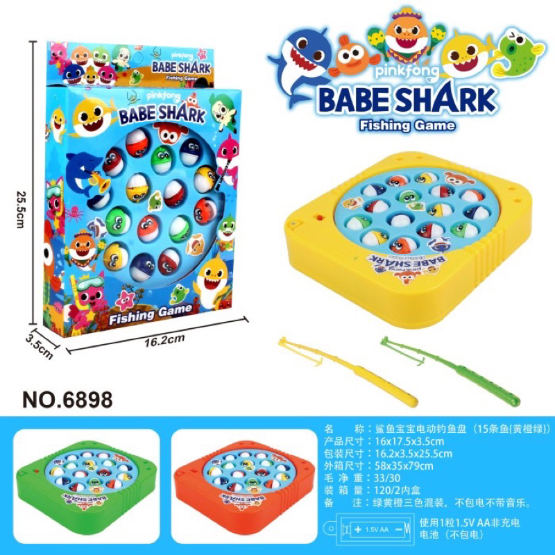 Mainan pancingan ikan baterai fishing game baby shark fishing