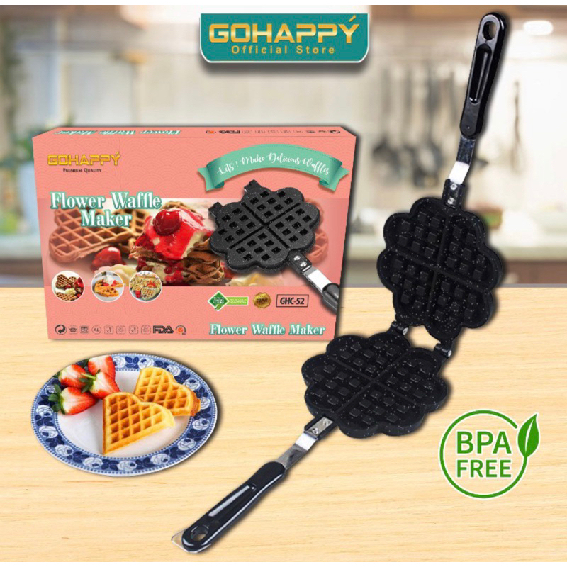 [ Go Happy ] FLOWER' WAFFLE MAKER - Cetakan kue wafel panggang tanpa oven, WAFFEL MAKER ukuran besar!