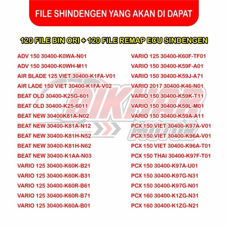 ALAT REMAP ECU KEIHIN DAN ECU SINDENGEN BONUS 120 FILE REMAPAN