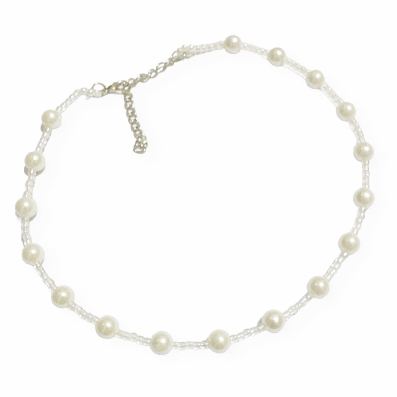 Bethany Korean Pearl Choker Glass Beads Necklace Kalung Mutiara Manik Glossy Gaya Korea Style