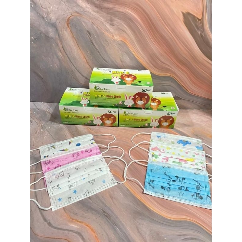 MASKER DISPOSABLE ONE CARE ANAK EMBOSS  ISI 50 PCS