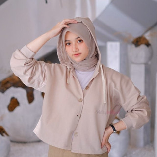 Alea Hoodie Button Flecee Jaket Outer Wanita Trending Sweater Hoodie Polos Jumper