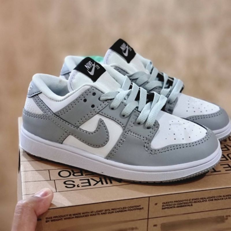 sepatu sneakers anak kids sekolah kindergarden nike sb dunk low abu putih cewek cowok 26-35