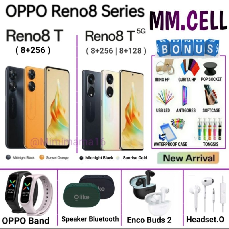 OPPO RENO 8T RAM 8/256 | RENO 8 T 4G | RENO 8T 5G  GARANSI RESMI OPPO INDONESIA