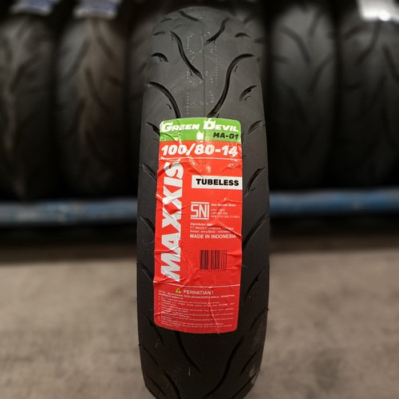 BAN LUAR MAXXIS 100/80-14 GREEN DEVIL