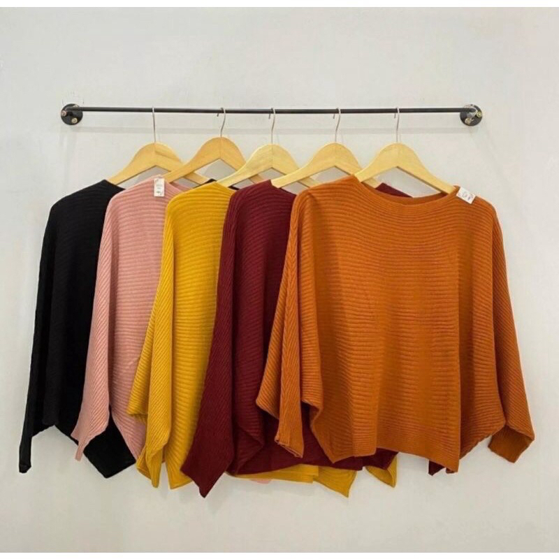 BAJU RAJUT WANITA LENGAN PANJANG OVERSIZE BATWING JUMBO