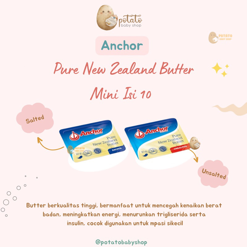 Anchor Pure New Zealand Butter Unsalted Mini 1 Pack Isi 10 - Butter Mpasi