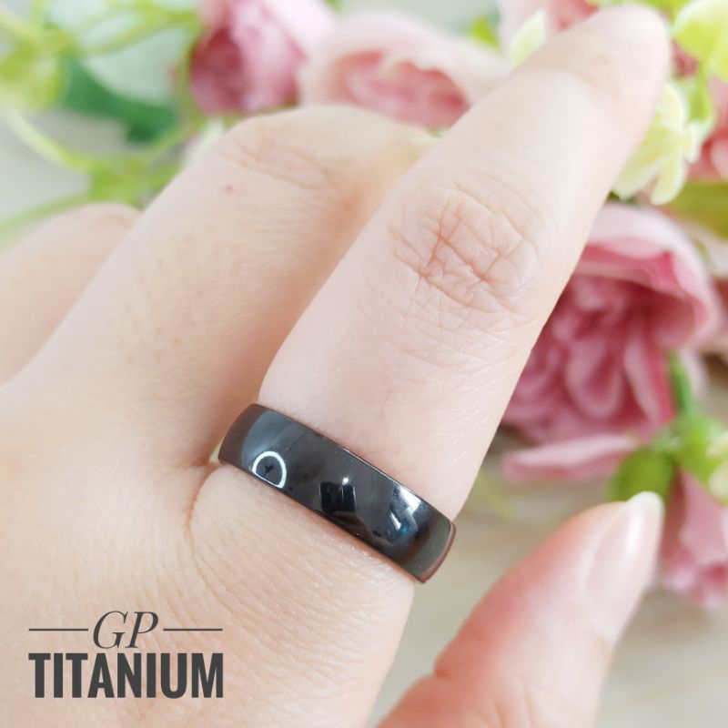 Cincin titanium hitam polos CC266