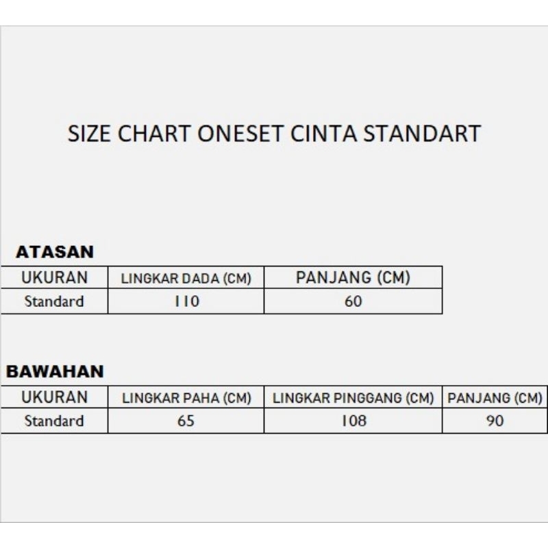 SET CINTA STANDARD / BABYDOLL STANDARD