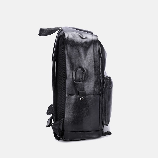 ONLYONE12 Tas Ransel Kulit Pria Premium Tas Pria Kulit Lanchi / Tas Backpack Pria Wanita Polos Warna HItam / Tas Ransel Traveling