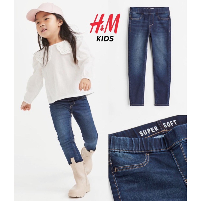 Celana jeans anak laki laki perempuan / H****M super soft pull on kids jegging (blue)
